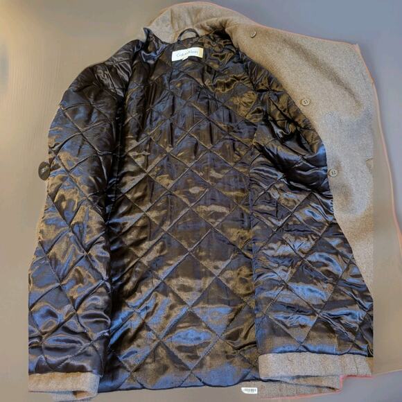 Calvin Klein Classic Style Wool Pea Coat Double Row Gold Tone Buttons Women Sz 4 - Picture 13 of 15